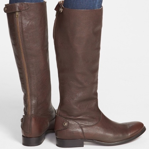 Frye Shoes - FRYE WOMEN MELISSA 76430 BUTTON BACK ZIP Motorcycle CHOCOLATE 9.5